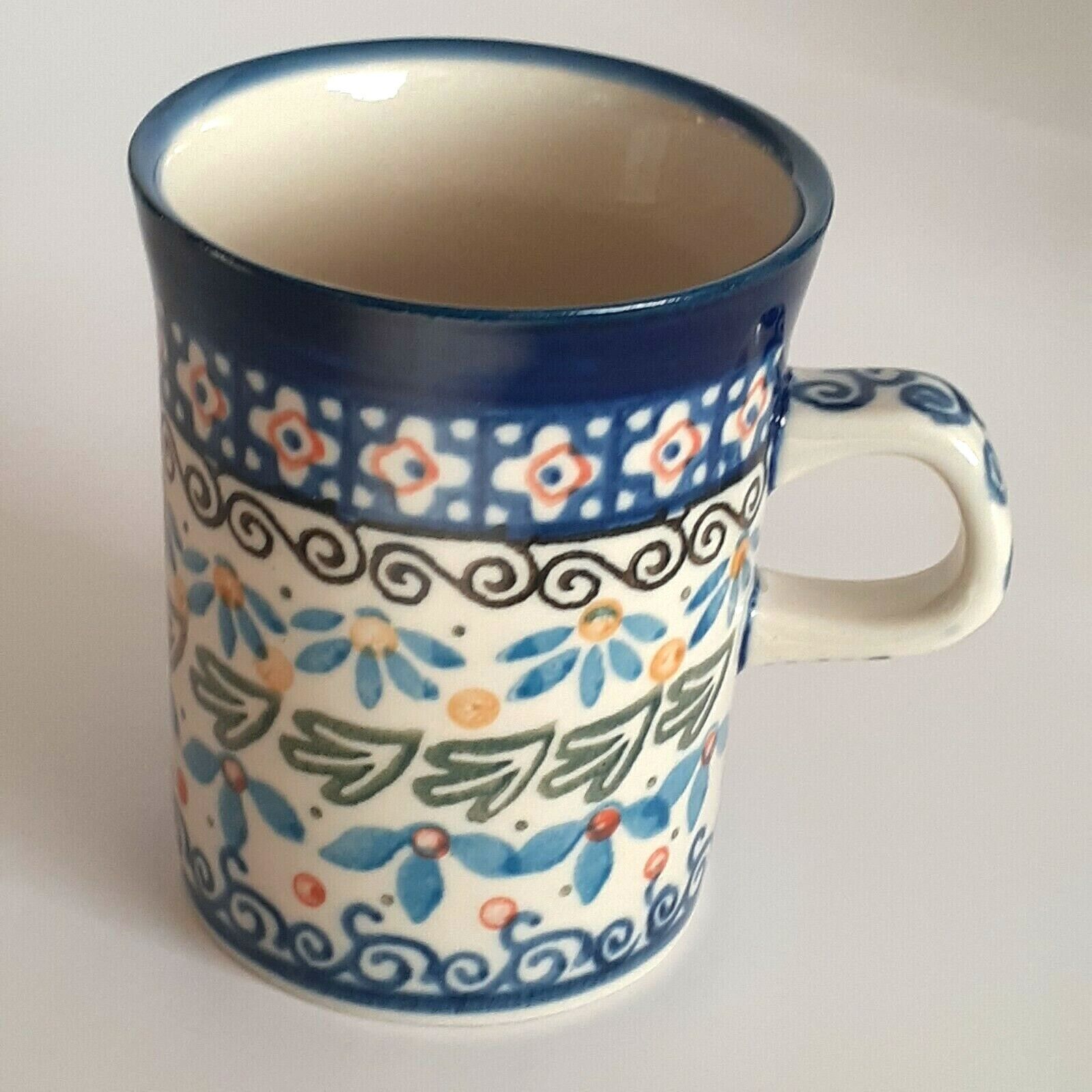 Polish Pottery 8 oz Coffee/Tea cups - Qty of 4 - all different designs/patterns Без бренда - фотография #3