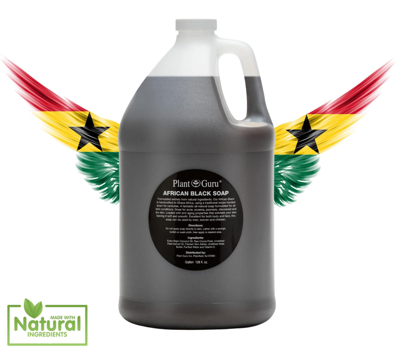Raw African Black Soap Liquid 100% Pure Organic Natural Bath Body Face Wash Bulk Plant Guru - фотография #17