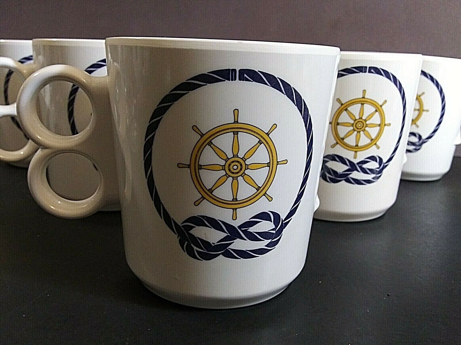 Nautical Melamine Mugs by Adolf Opel for Cartaffini lot of 6 Без бренда - фотография #3