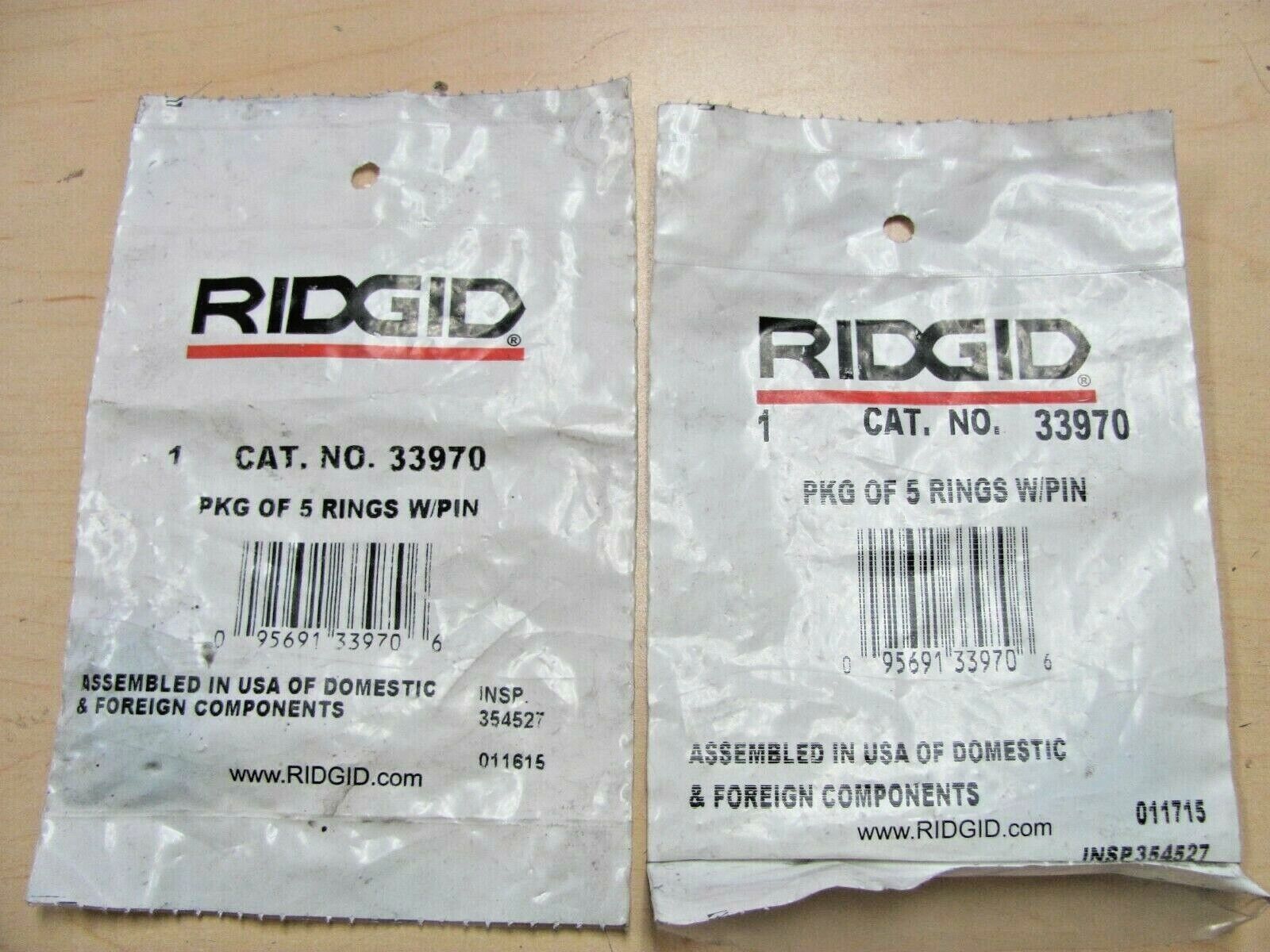 Ridgid 33970 - 2 Packages of 5 Rings with Pins Ea. - 10 Rings & Pins Altogether RIDGID 33970