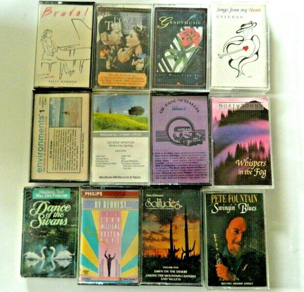 Lot of 12 MUSIC CASSETTE TAPES, Instrumental Classical, Blues, Relaxation & more Без бренда