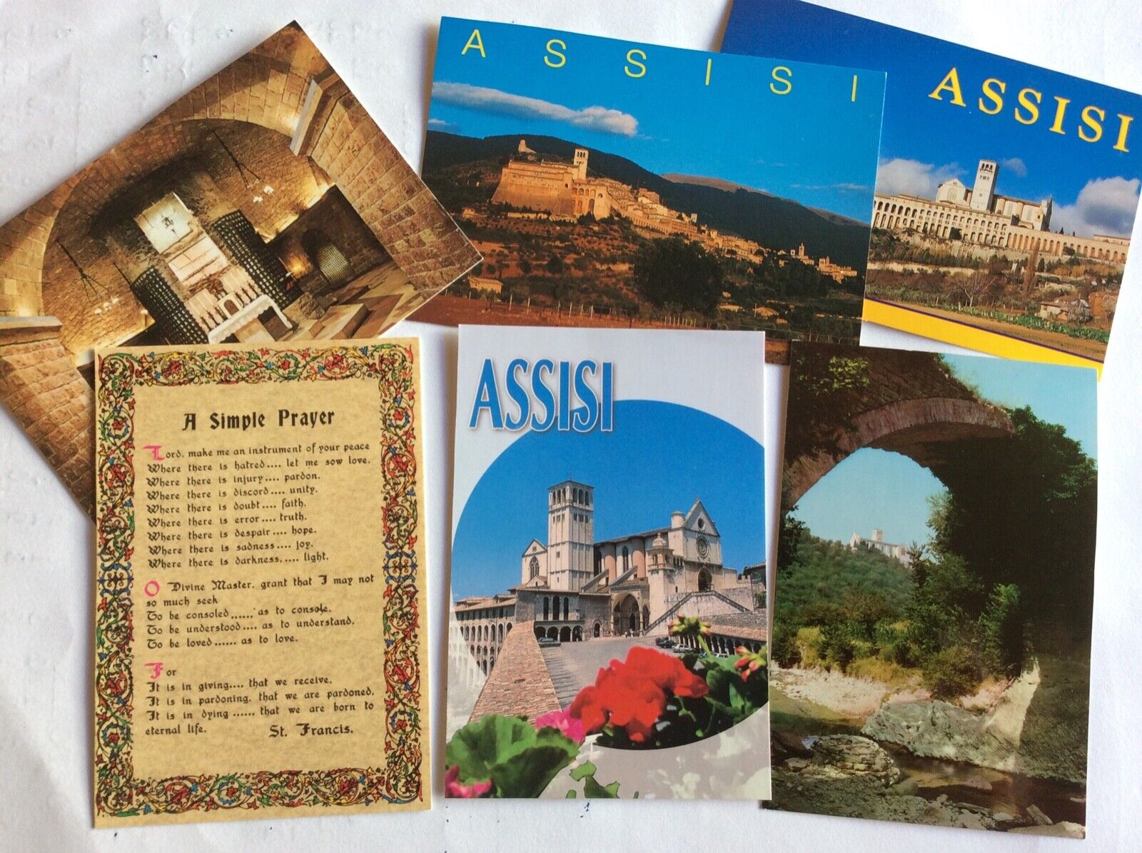 ITALY - ASSISI -  (ONE LOT OF SIX) POSTCARDS Без бренда