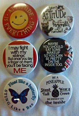 1.5" ATTITUDE is the Theme Humorous   6-pk Novelty Buttons/Pins: Без бренда