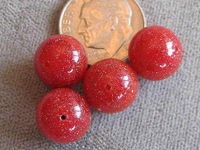 Lot of 4  Vintage Venetian Aventurine Sommerso Glass Beads Coral Red 10mm Без бренда - фотография #5