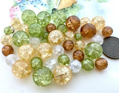 Vintage Translucent Crackle Glass Beads Mix 64 Без бренда