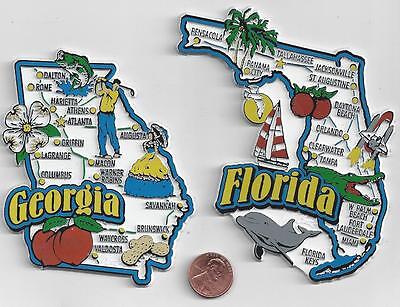 GEORGIA and FLORIDA JUMBO   STATE  MAP  MAGNET 7 COLOR   NEW USA  2 MAGNETS   Без бренда