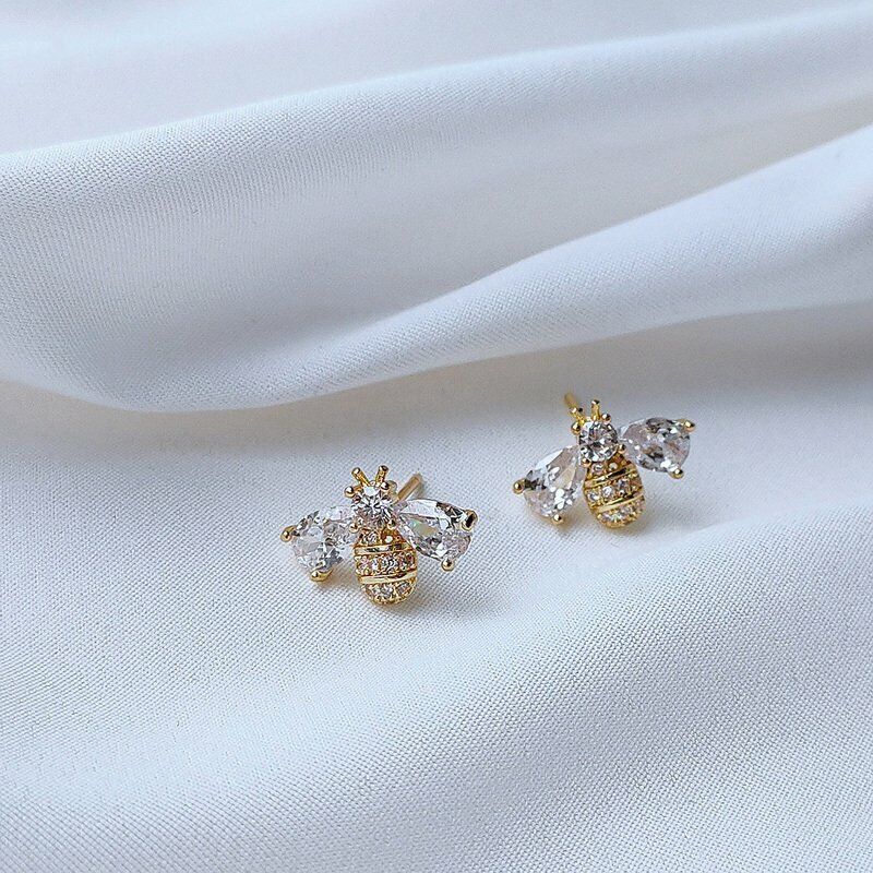 925 Silver Crystal Bee Zircon Earrings Dangle Charm Wedding Women Jewelry Rinhoo Does not apply - фотография #5
