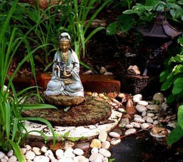 Quan Yin Buddha Sitting on a Lotus Statue, Guanyin, Kwan, Asian Bodhisattva Deco Без бренда - фотография #5