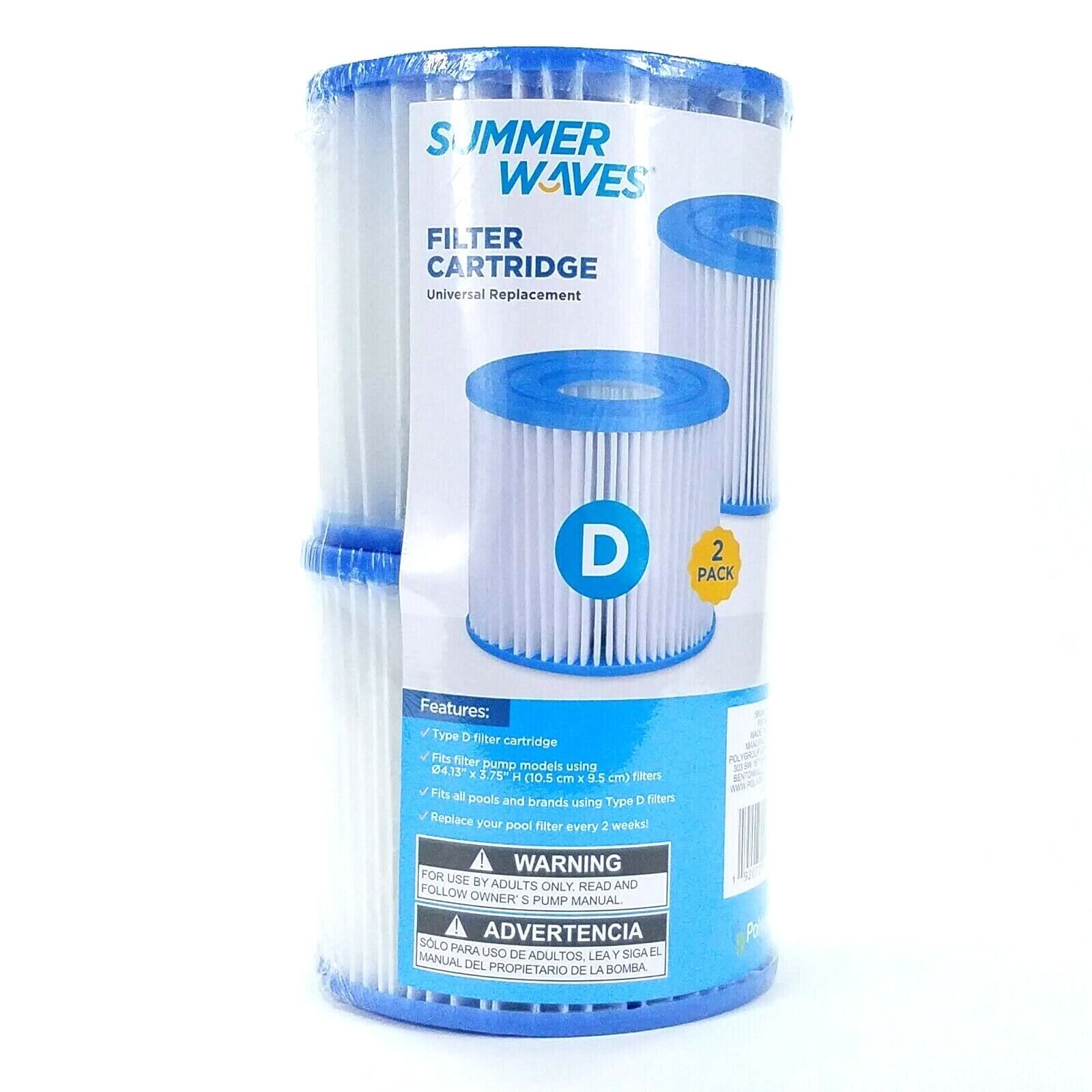 Summer Waves Swimming Pool TYPE D Filter Pump Cartridge 2 Pack Polygroup In Hand Summer Waves P57100102 - фотография #4
