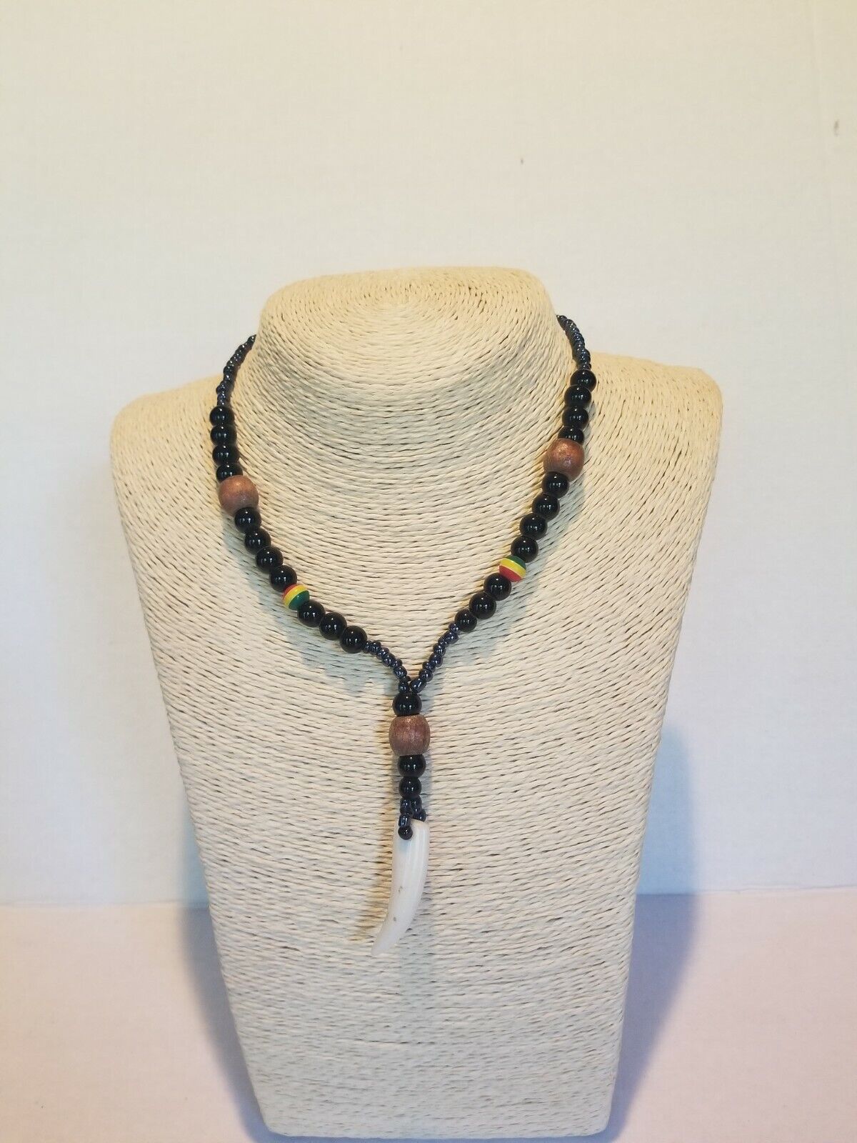 Authentic Ethnic African Bead Necklace Jewelry with Bone from Mali West Africa Без бренда