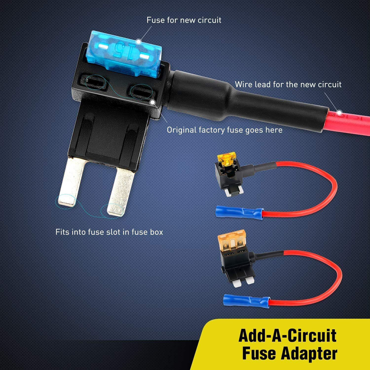 10Pack Car Add-a-Circuit Fuse Adapter w/ Standard & Mini TAP Blade Fuse Holder Nilight 50040R - фотография #2