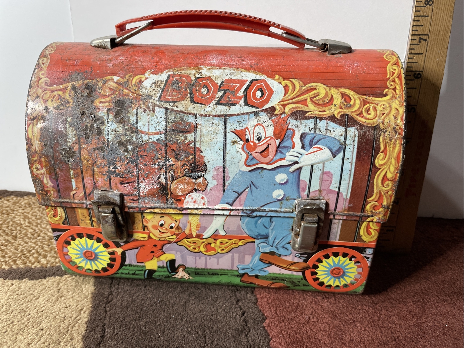 Bozo The Clown Metal Vintage Lunchbox 1963 Aladdin Industries No Thermos ALADDIN