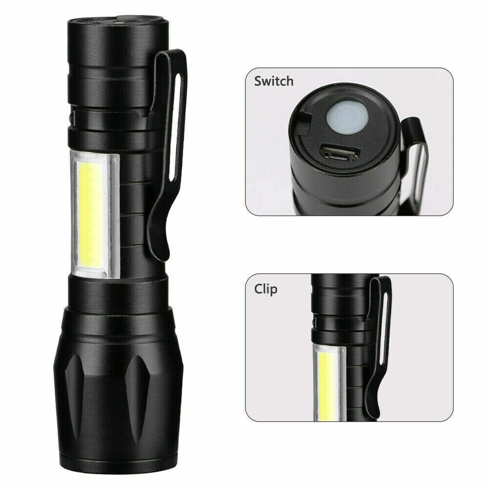 3X Super Bright LED Tactical Flashlight Mini USB Rechargeable Lamp 3 Modes Light Unbranded Does Not Apply - фотография #4