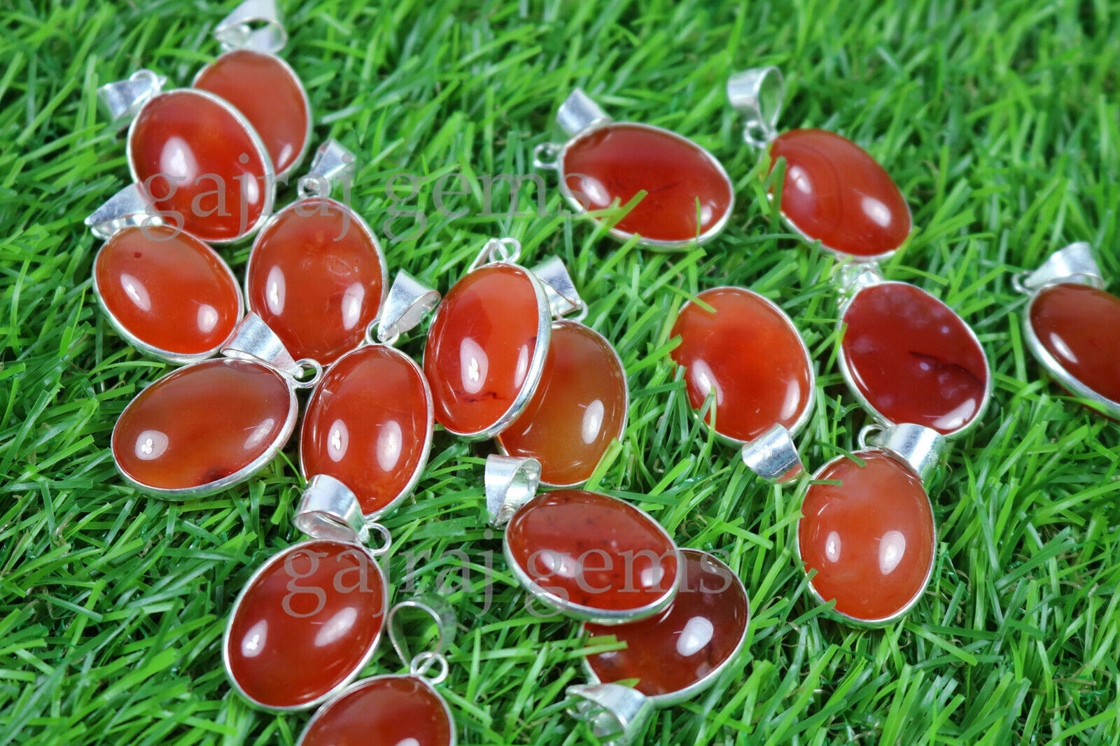10 Pieces Natural Red Carneline Gemstone 925 Sterling Silver Bezel Pendant Lot. Unbranded - фотография #3