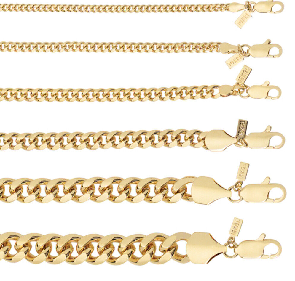 18K Gold Plated Layered Cuban Link / Curb Chain Necklace or Bracelet - Warranty Mr Value