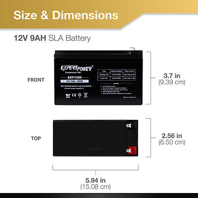 ExpertPower 2 Pack - 12V 9Ah SLA Battery for RAZOR Scooter E200 E225 E300 E325 ExpertPower Q02BLRFM12_9 - фотография #3