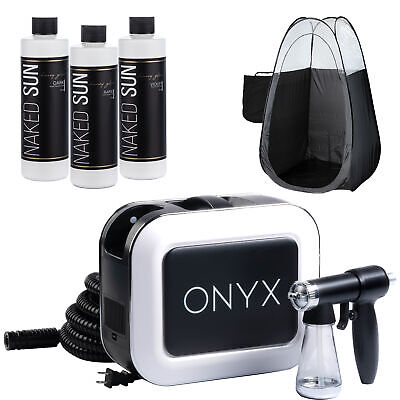 Naked Sun Onyx Spray Tanning Machine with Honey Glow Tanning Solution and Black Naked Sun