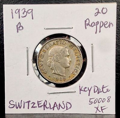 Lot of 2: 1917B 5 rappen & 1939B 20 rappen SWITZERLAND copper-nickel coins Без бренда - фотография #7