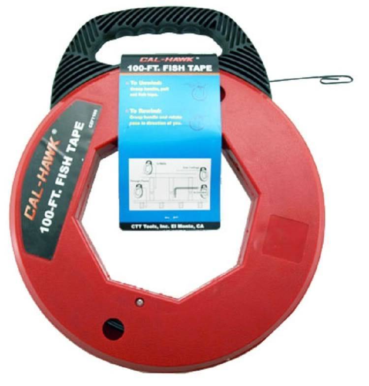 100ft Fish Tape Wire Cable Puller Electricians Reel Tape Free QUICK Shipping Cal CZFT100