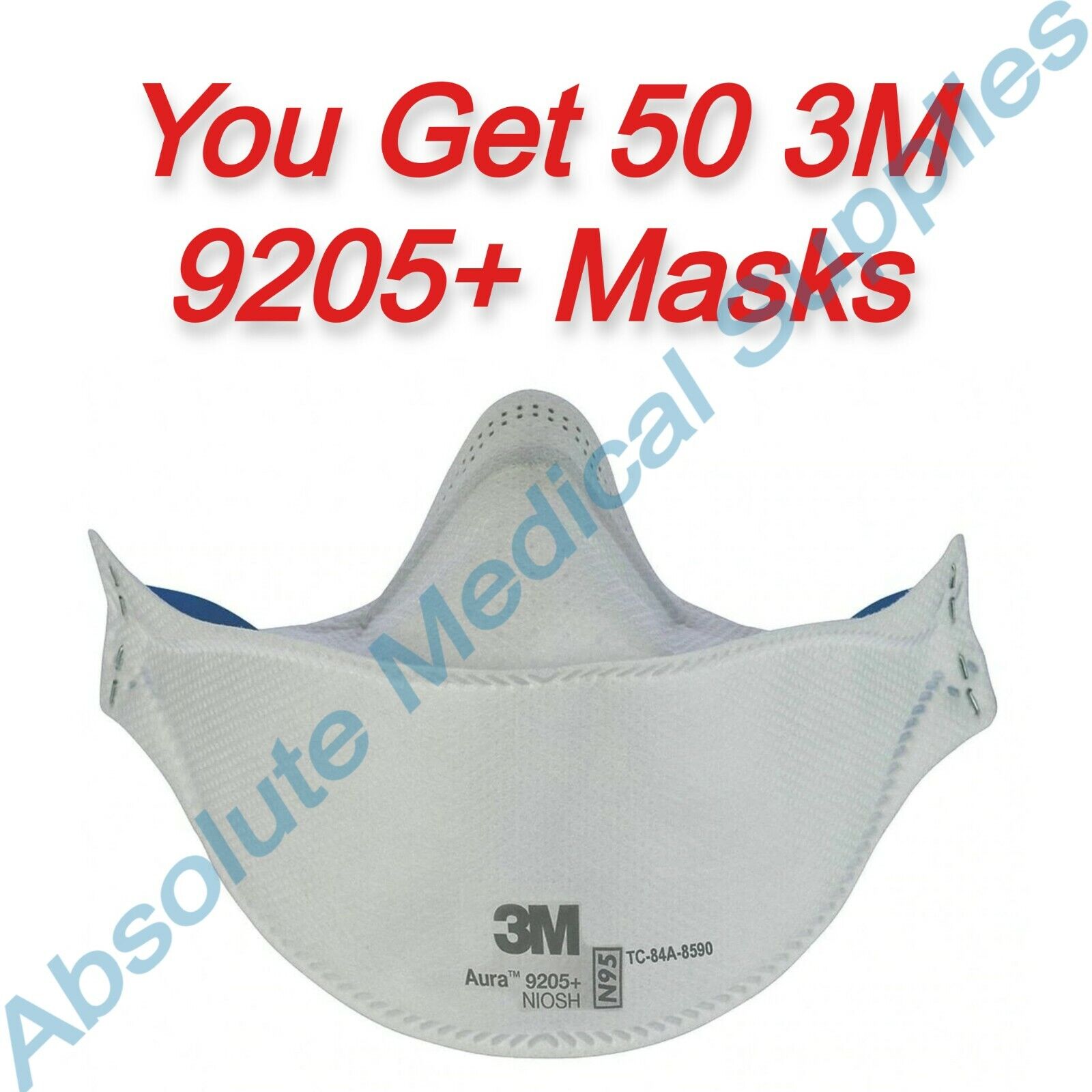 *50-Pack* 3M Aura N95 Protective Disposable Respirator Face Mask 9205+ 3M 9205+ 9205