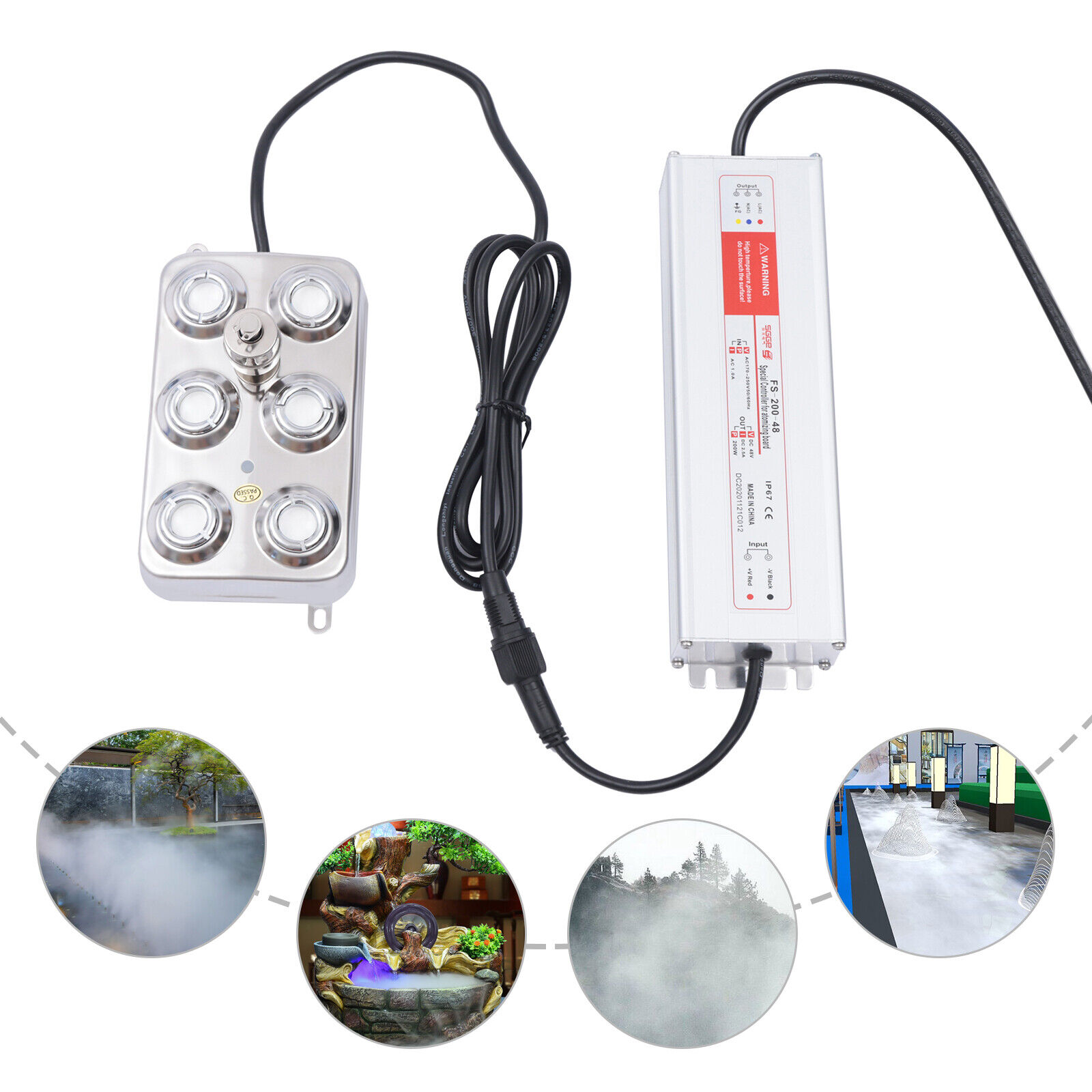 6 Heads Ultrasonic Mist Maker Fogger For Water Fountain Pond +Power Supply Unbranded Does not apply - фотография #2