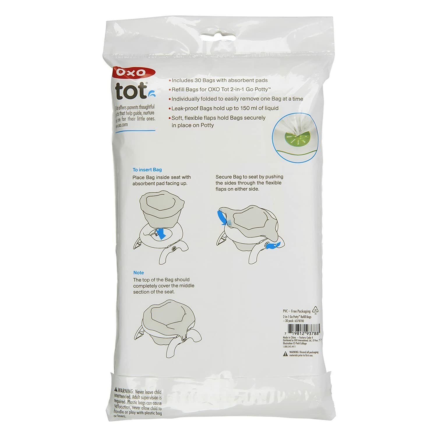 30 OXO Tot® 2-in-1 Go Potty™ Replacement Bags, NEW Sealed 30 Pack OXO 6378700 - фотография #2