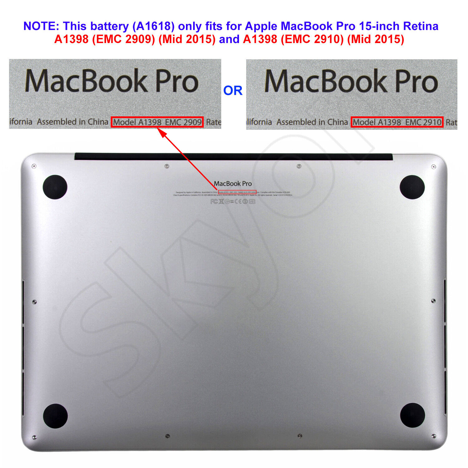New Genuine A1618 Battery for Apple Macbook Pro 15" Retina A1398 EMC 2909 2910 Skyon A1618, A1618 Battery - фотография #2