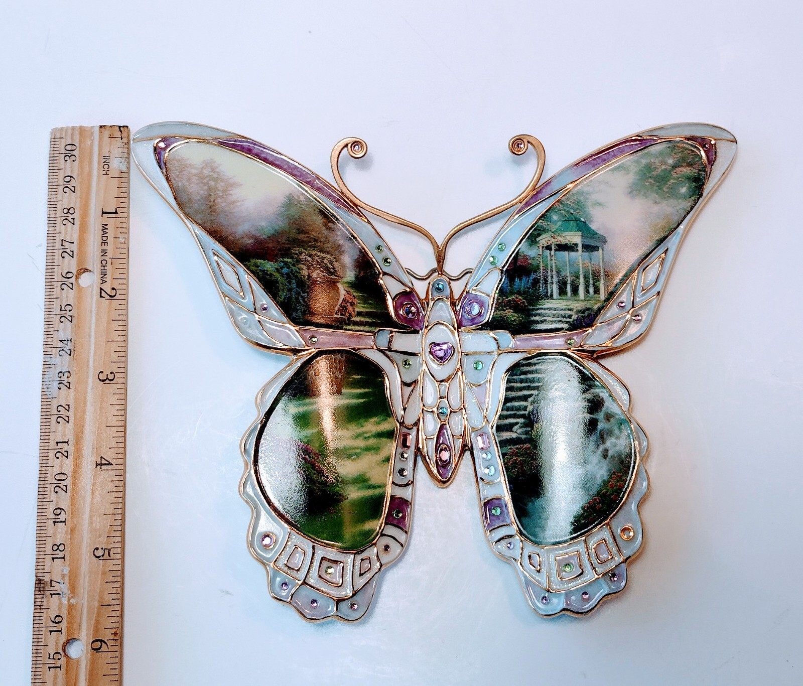 Bradford Xchg. Thomas Kincaid JEWELED BUTTERFLY Wall Art EUC On Wings of Beauty Thomas Kinkade - фотография #3