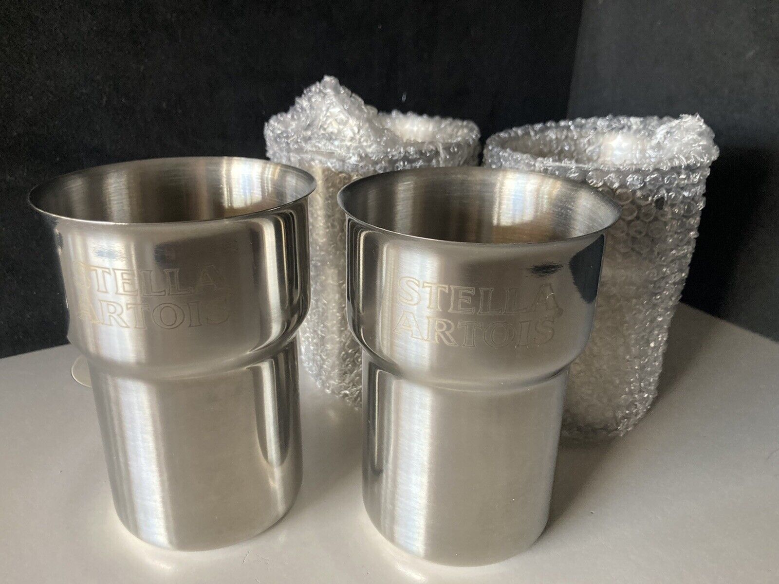 4 NEW Stella Artois Collector Metal Beer Cups For ICE COLD BEER no Tap Handle Stella Artois - фотография #5