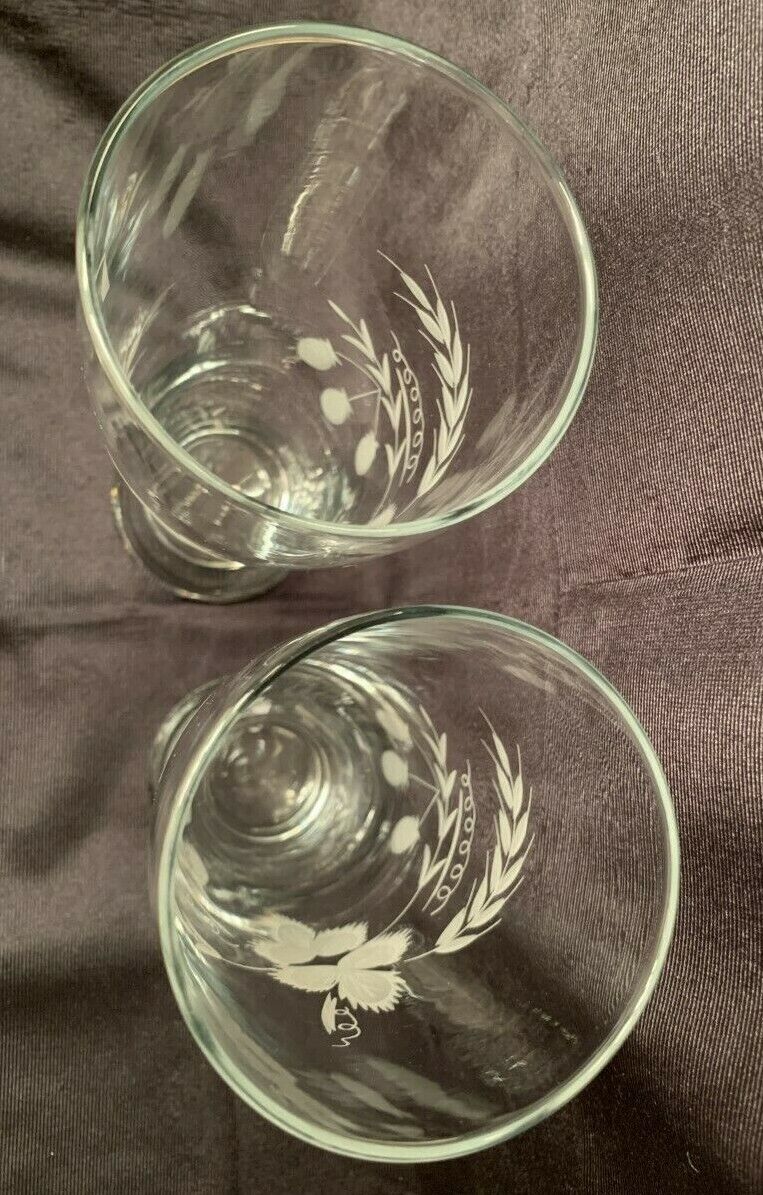 Vintage set of 2 Germany 9" Tall Itched Floral Beer Glass 0.5 L RARE! Germany - фотография #3