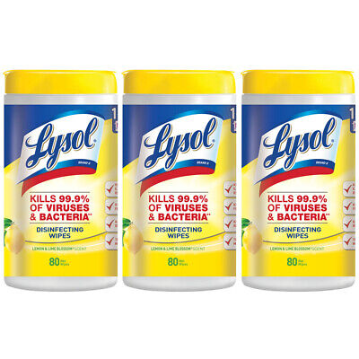 Lysol Disinfecting Wipes, Lemon - Lime Blossom 80 ct (Pack of 3) Без бренда