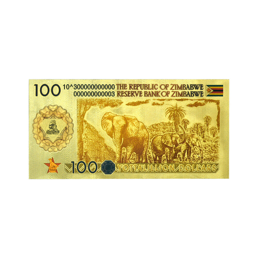 100pcs/lot Zimbabwe Gold Banknotes One Hundred Yottalillion Dollars Home Decor Без бренда - фотография #10