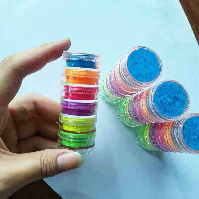 6Colors Neon Nail Art Pigment Powder-Glitter Eyeshadow Cosmetic Makeup Tool Set. Unbranded Does Not Apply - фотография #9