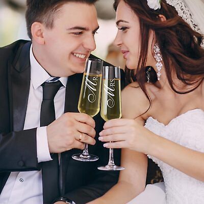 Wedding Champagne Flutes Set with Wood Memory Box, Crystal Champagne Flutes f... AW Bridal - фотография #8