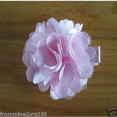 Lot of 14 Chiffon Flower Hair Clips Baby Toddler Girls Satin Chiffon Lace Clips Unbranded - фотография #6