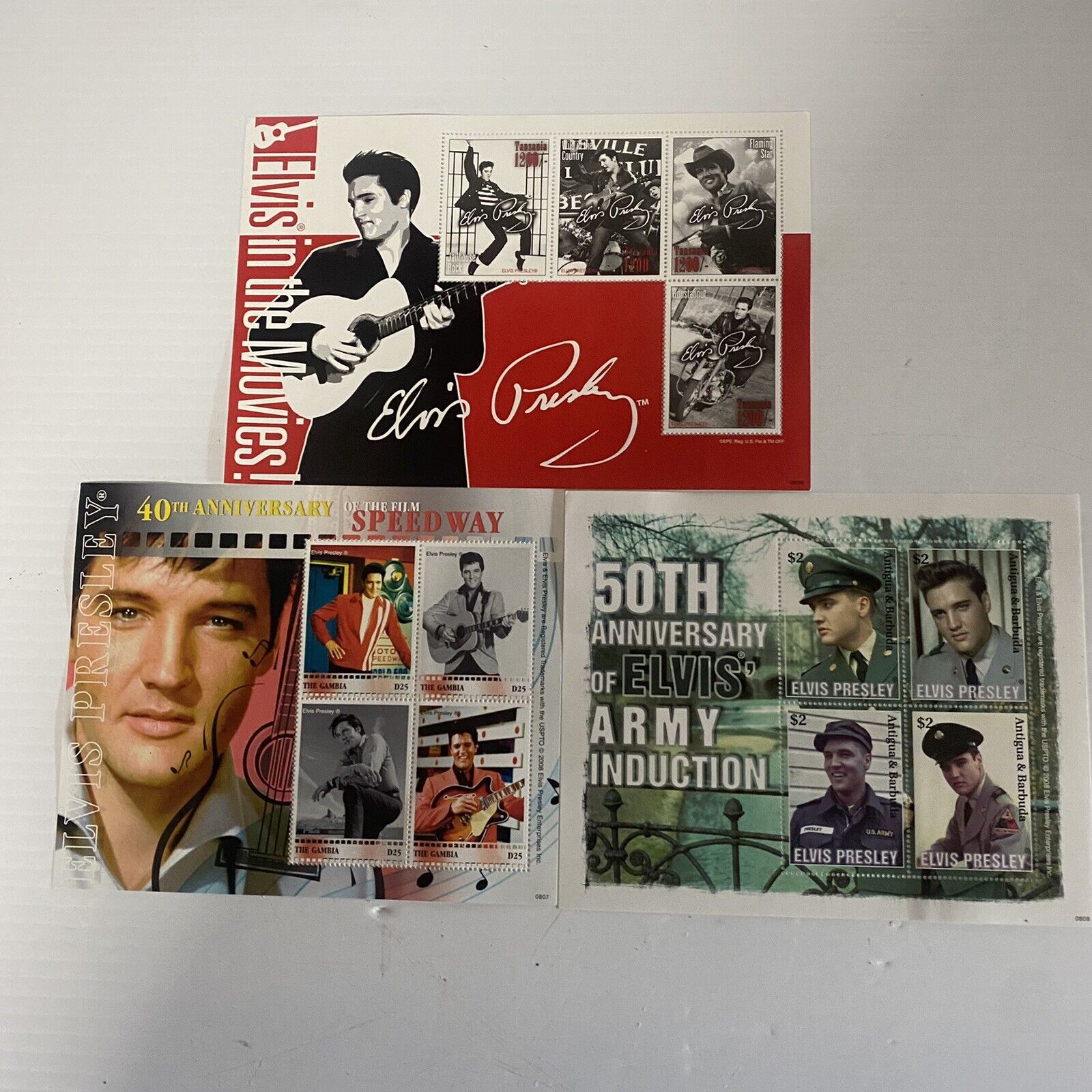 Lot of 3 Elvis Presley Stamps Collection Mystic Stamp (A) Без бренда