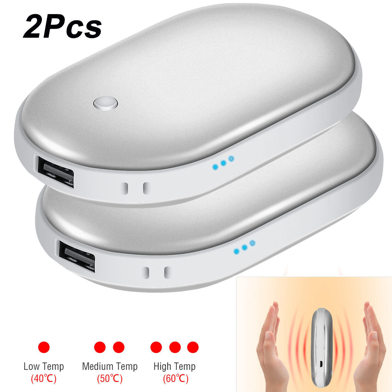 2 Pack Rechargeable Hand Warmers USB Power Bank Electric Pocket Heater Warmer iMounTEK Does Not Apply
