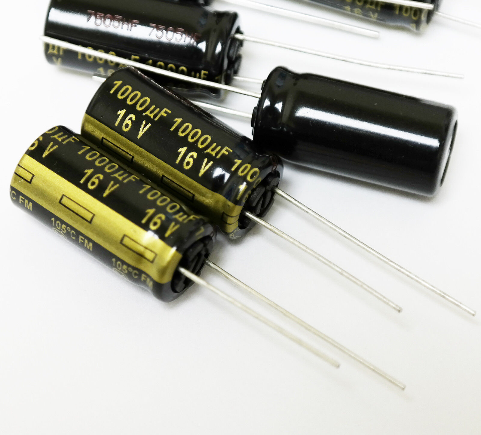 20x Panasonic FM 1000uF 16v Low-ESR radial capacitors 5000Hrs @ 105c 10mm 10x20 Panasonic EEU-FM1C102 - фотография #2