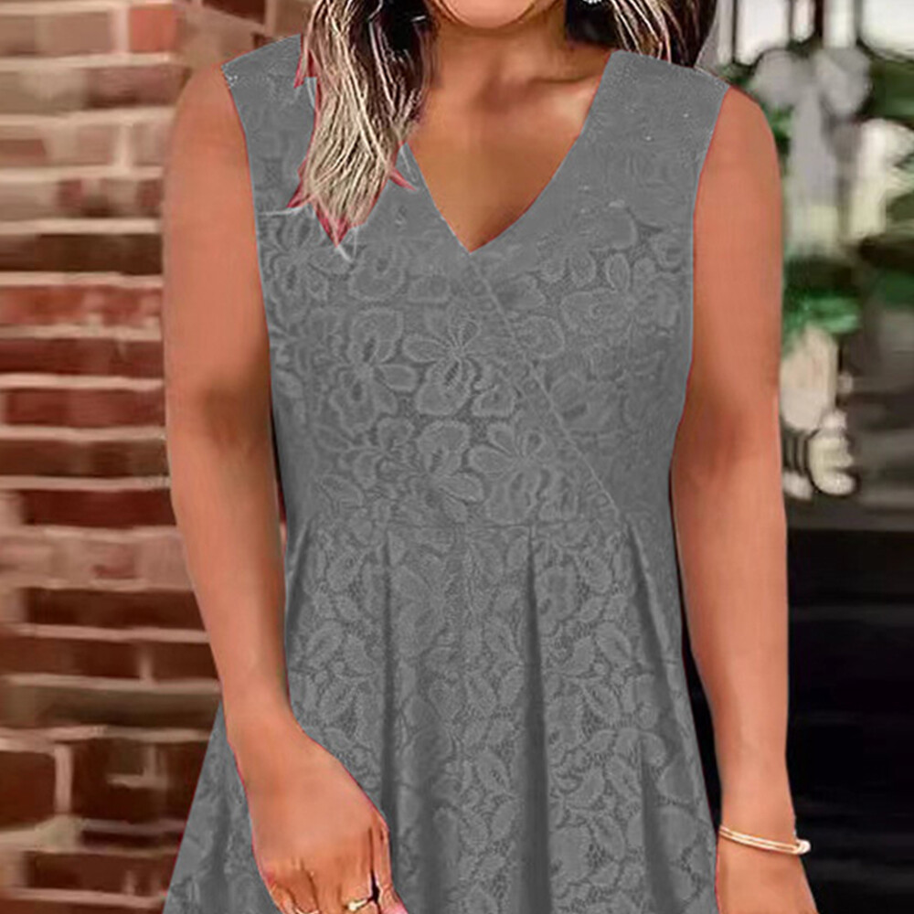 Women's Sexy V Neck Tank Midi Dress Lady Casual Lace Sleeveless Party Dresses US Unbranded Does Not Apply - фотография #18