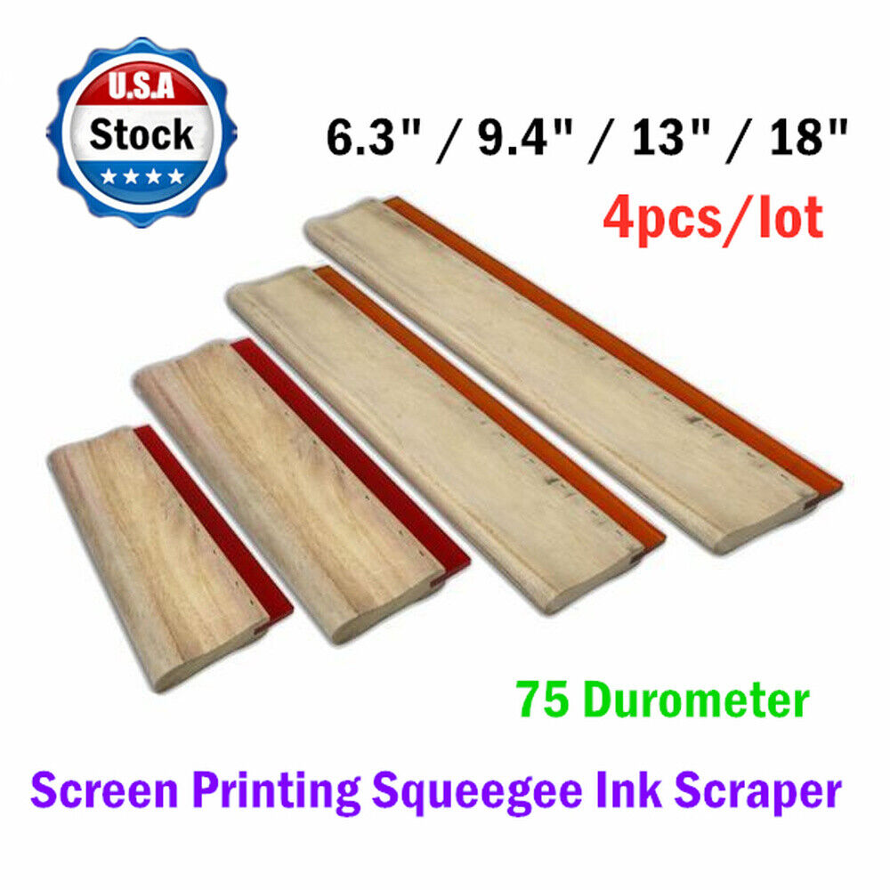 4pcs - 6.3" 9.4" 13" 18" Silk Screen Printing Squeegee Ink Scraper 75 Durometer QOMOLANGMA 6566002308500