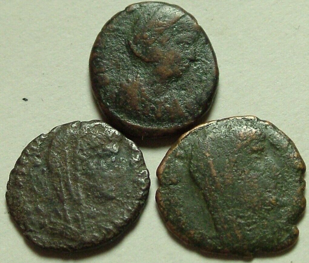 Lot 3 Ancient Roman coins Postumus issues Helena Pax Veiled Constantine quadriga Без бренда - фотография #6