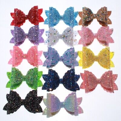 10PCS 8CM Newborn Glitter Leather Hair Bow With Fully Covered NO CLIPS Unbranded