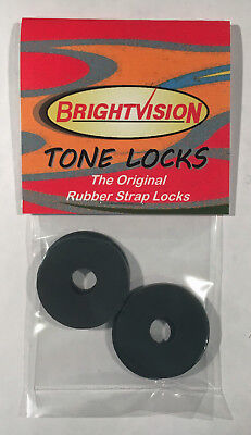 Four BLACK Rubber Guitar Strap Locks - Famous Classic Design & Great Reliability Tone Locks SLBLK004