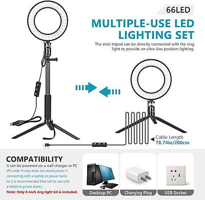 Neewer 2 Pack 6 inch Ring Light Video Lighting Kit with Tripod & Color Filter Neewer 10087054 - фотография #6