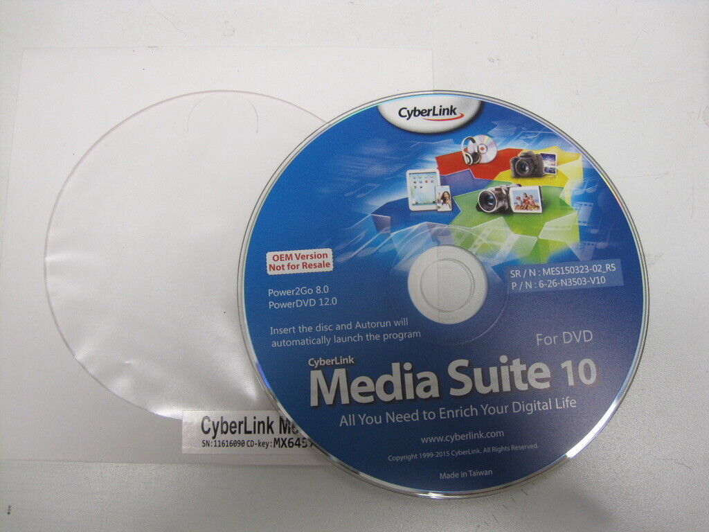 CyberLink Media Suite 10 *Brand New* With CD Key lot 2 Disk. CyberLink Cyberlink Media10 - фотография #2