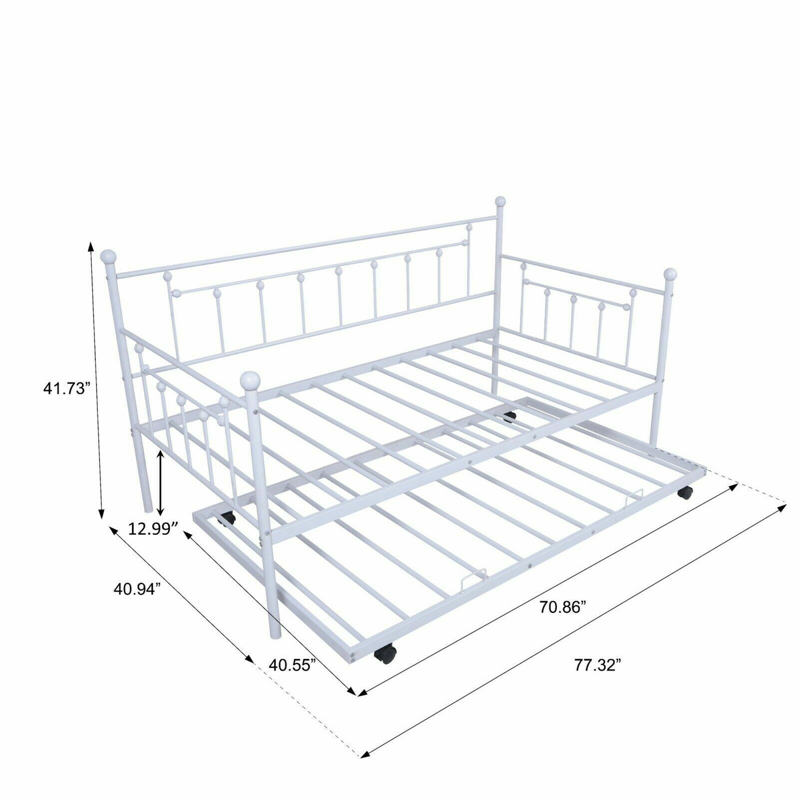 Metal Frame Daybed with Trundle Bedroom Furniture Space Saving For Kids Adults Fetines Does Not Apply - фотография #3