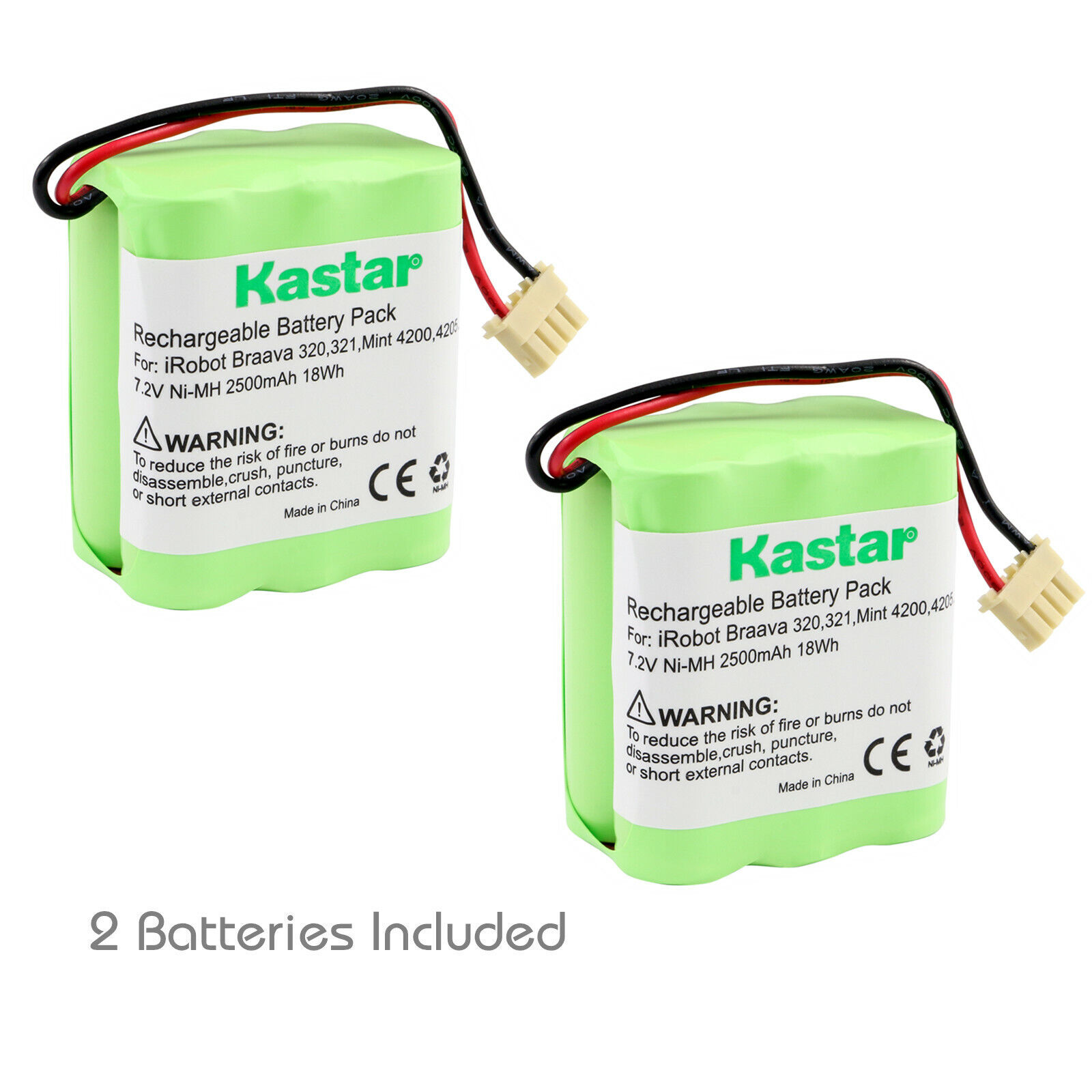 Kastar 2 Battery 2500mAh for iRobot Mint 4200 4205 Braava 320 321 Vacuum Cleaner Kastar MH-2B-BRAAVA320-5