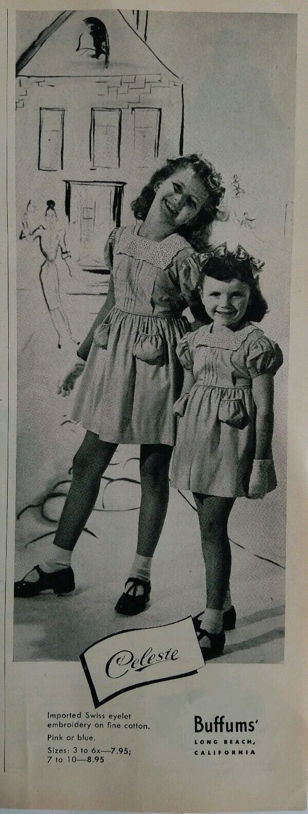 1946 little girls Celeste cotton dress imported Swiss eyelet trim vintage ad Без бренда
