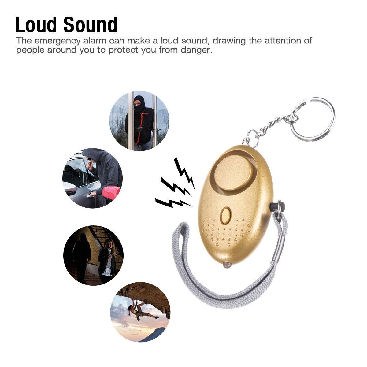 5Pcs Personal Safe Alarm Sound Keychain 140DB Emergency Women Safety LED Light Unbranded - фотография #8