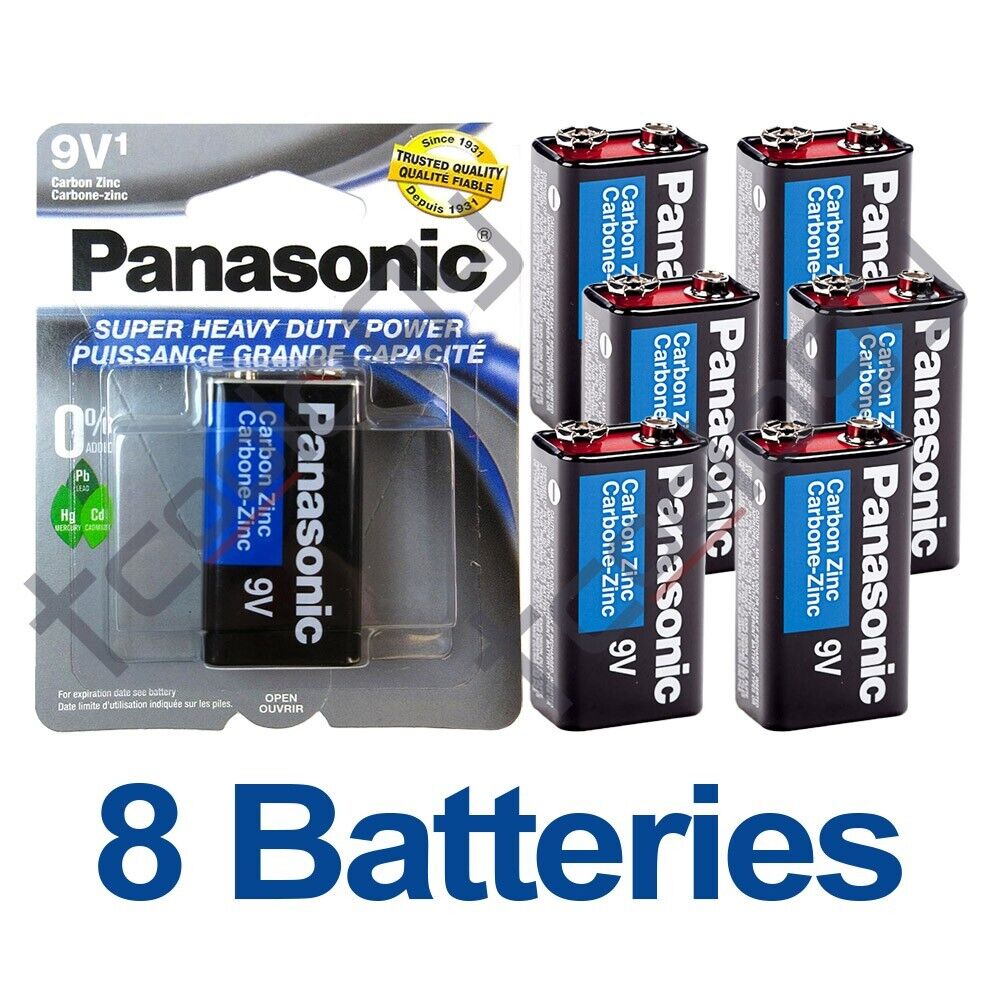 8x Panasonic 9V Batteries Super Heavy Duty Zinc Carbon 9 Volt Battery Exp03/2025 Panasonic Panasonic 9V Batteries